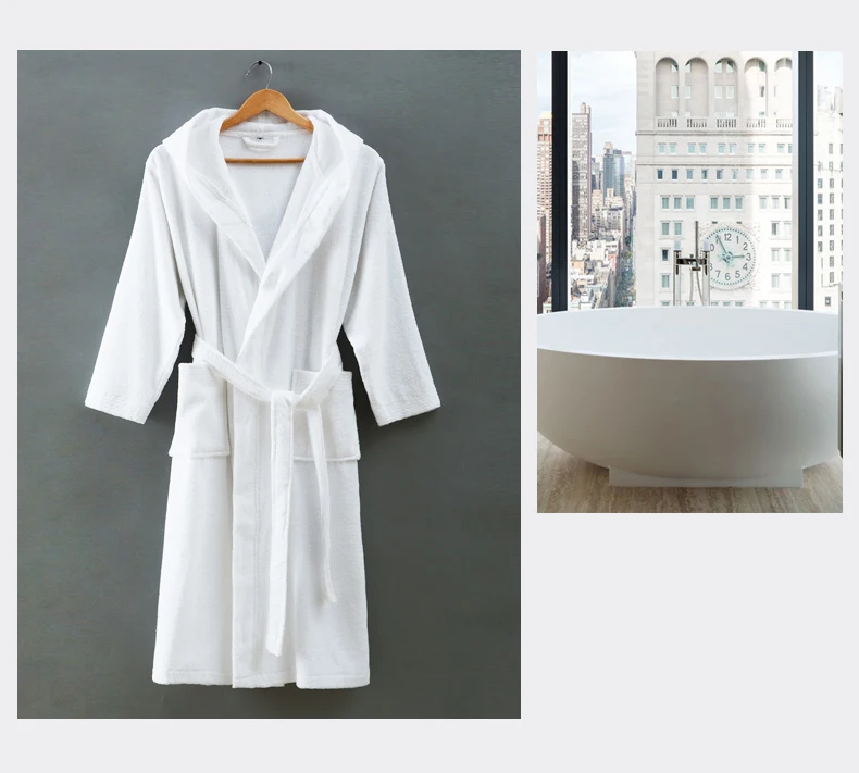 Bathrobe Women Winter Hooded Thicken Nightgowns Bathrobe Women Pajamas Bath Towel Fleece Warm Robe Sleepwear Womens Robes White