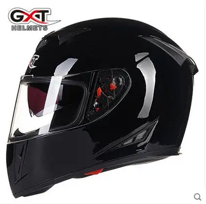 В продаже GXT анфас шлемы двойной козырек мото rcycle шлем Casco moto capacete - Цвет: bright black