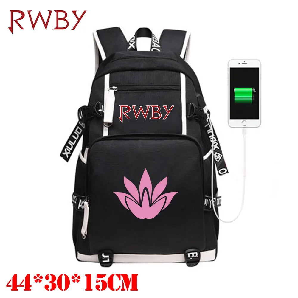 OHCOMICS RWBY Ruby Rose Weiss Блейк Золотой снитч холщовый рюкзак Внешний usb зарядный порт