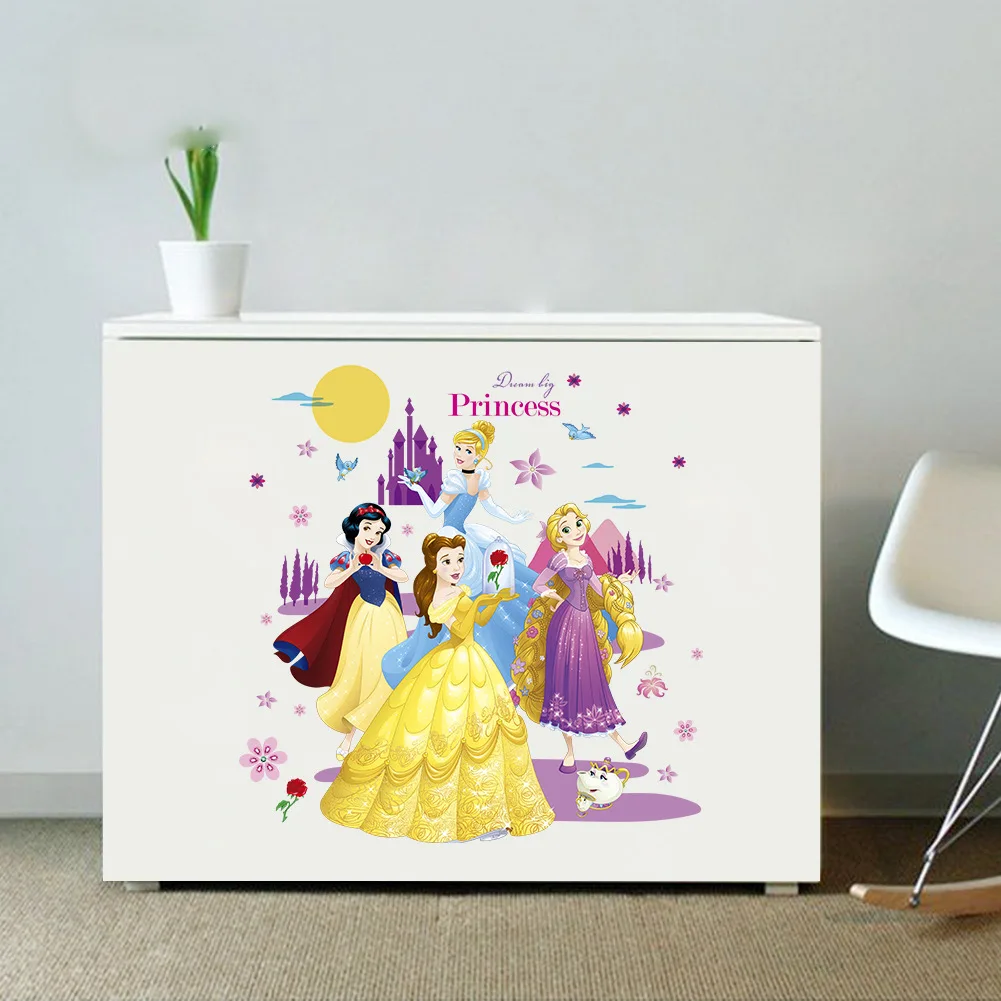 Disney ПВХ Принцесса наклейка для детской комнаты Девушка Спальня мультфильм прикроватная наклейка креативная гостиная модная наклейка