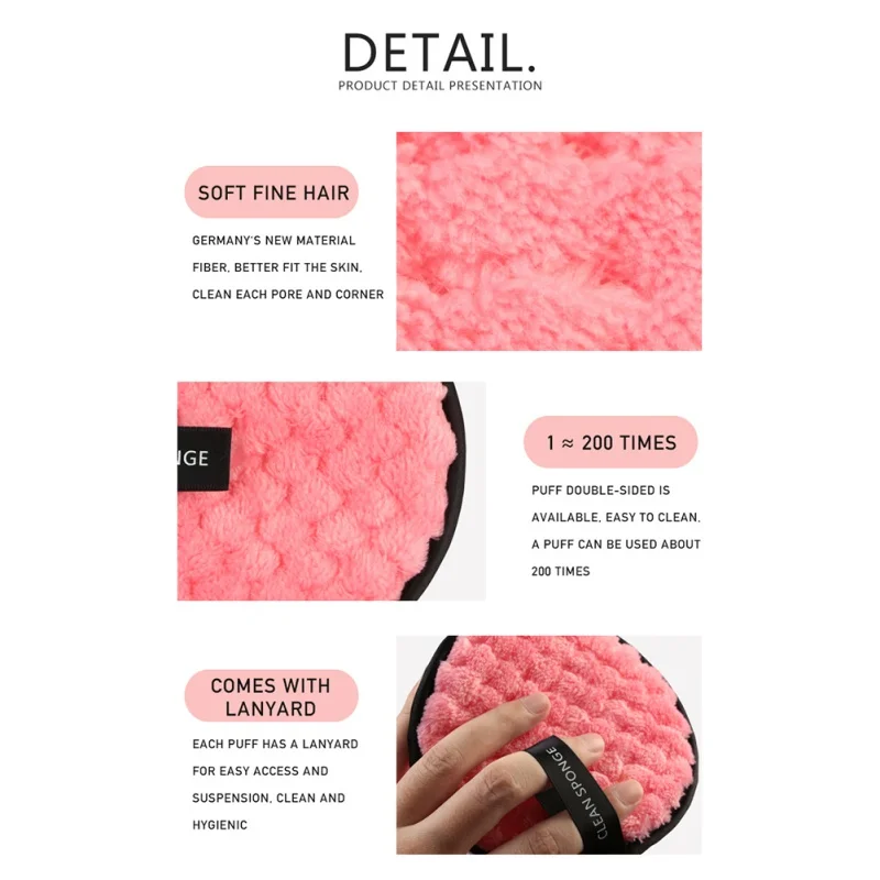 Двусторонний спонж для удаления макияжа средство очищения лица хлопковый Прямая