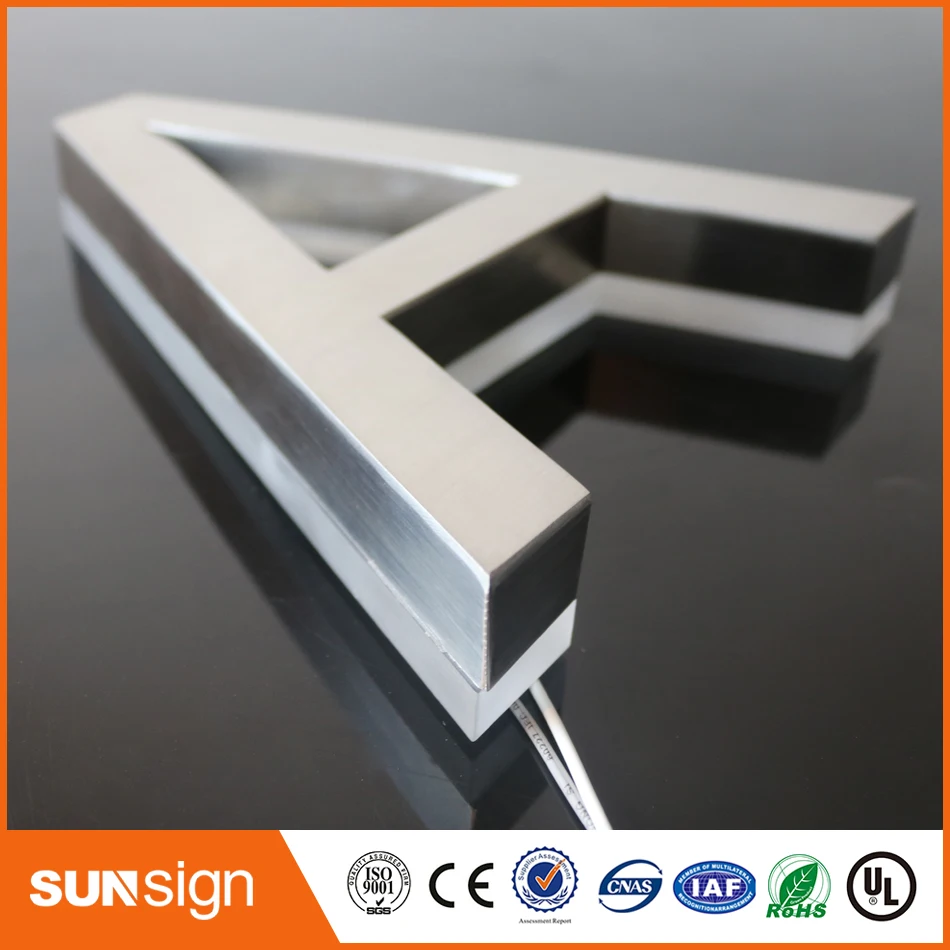 H25cm однобуквенная подсветка из нержавеющей стали вывеска для рекламы 3D магазина