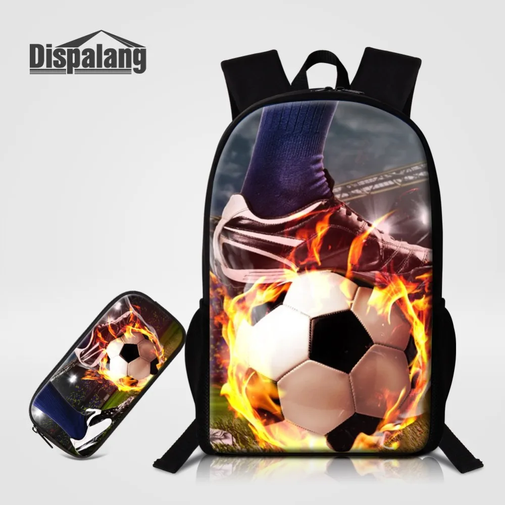 

Custom Footballs Soccers School Bag With Pencil Case 2 PCS Set For Teenage Boys Basketballs Children Backpacks Mochilas Rucksack