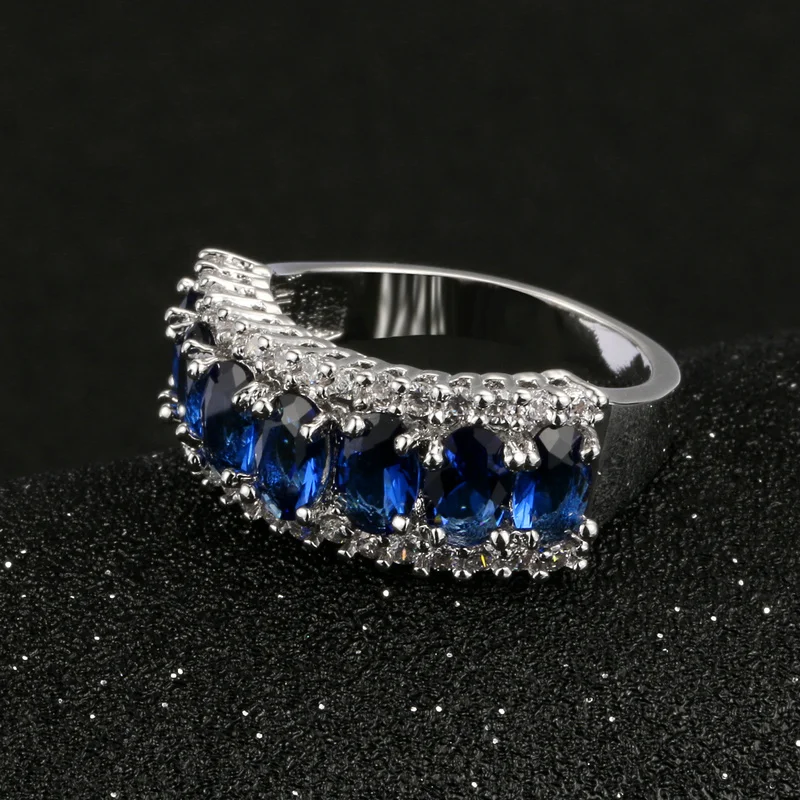 CC Электрический вездеход на ДУ кольца для женщин Cincin Wanita синий камень для невесты, для свадьбы, помолвки кольцо аксессуары Bijoux CC1169