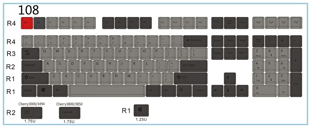 Dolch 108 клавиш механическая клавиатура PBT keycap Вишневый профиль краситель-сублимированный для вишни/NOPPOO/Флик/Ikbc продаются только брелки