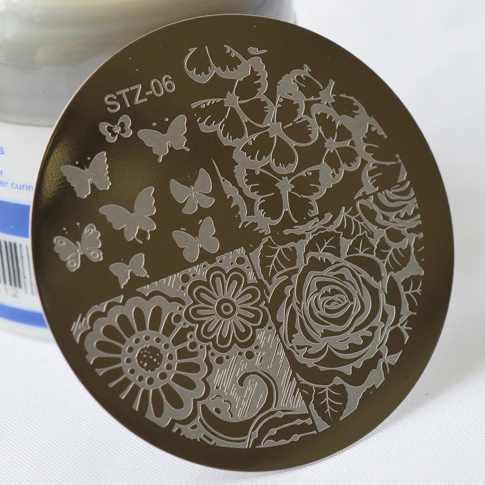 1 шт. 5 см круглый дизайн ногтей из нержавеющей стали шаблон изображение пластина