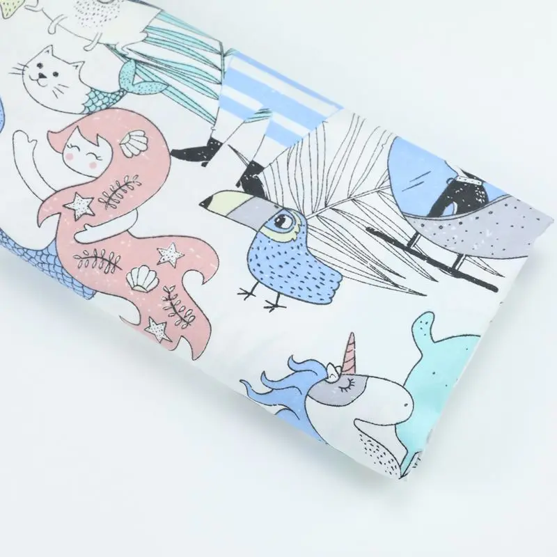 Напечатанные Мультяшные животные 100% хлопок ткань для изготовления одежды