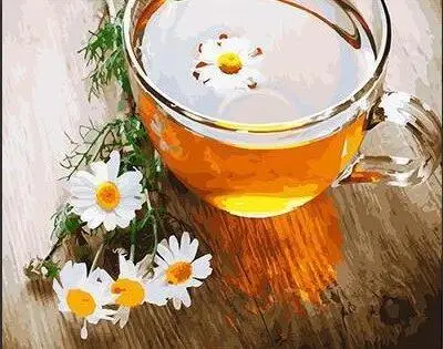 Chamomile tea still life painting 40x50cm Framed DIY oil by numbers on canvas hand painted picture home decor | Дом и сад