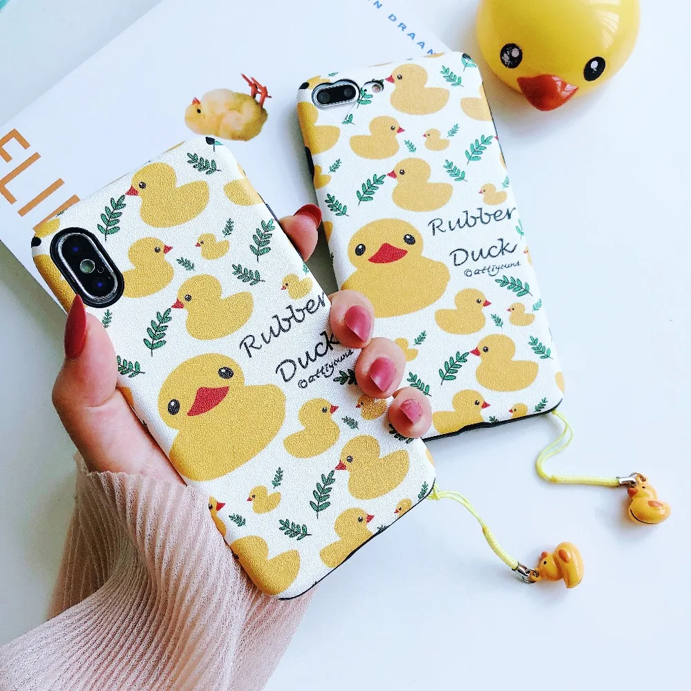 ORYKSZ Cartoon Phone Case For iphone 7 6S x 8 Plus Cases Cute Duck Patterned Silicone Soft Matte Cover Capa |