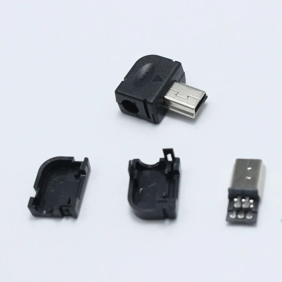 10 шт. DIY Мини Тип B USB 5Pin тип сварки штекер разъем 3 в 1 90 градусов разъем адаптер для OD 4,0 мм провода черный