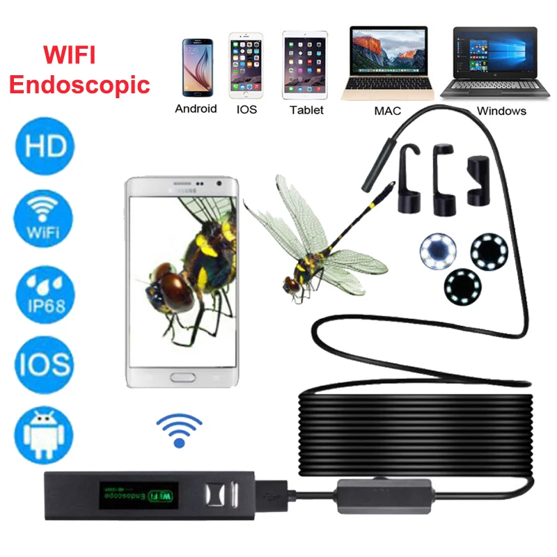 

Беспроводной Wi-Fi бороскоп Guzcadun, зонд для видеосъемки Для телефона Android/iOS, hd 1200p, эндоскопическая камера, полужесткая трубчатая камера