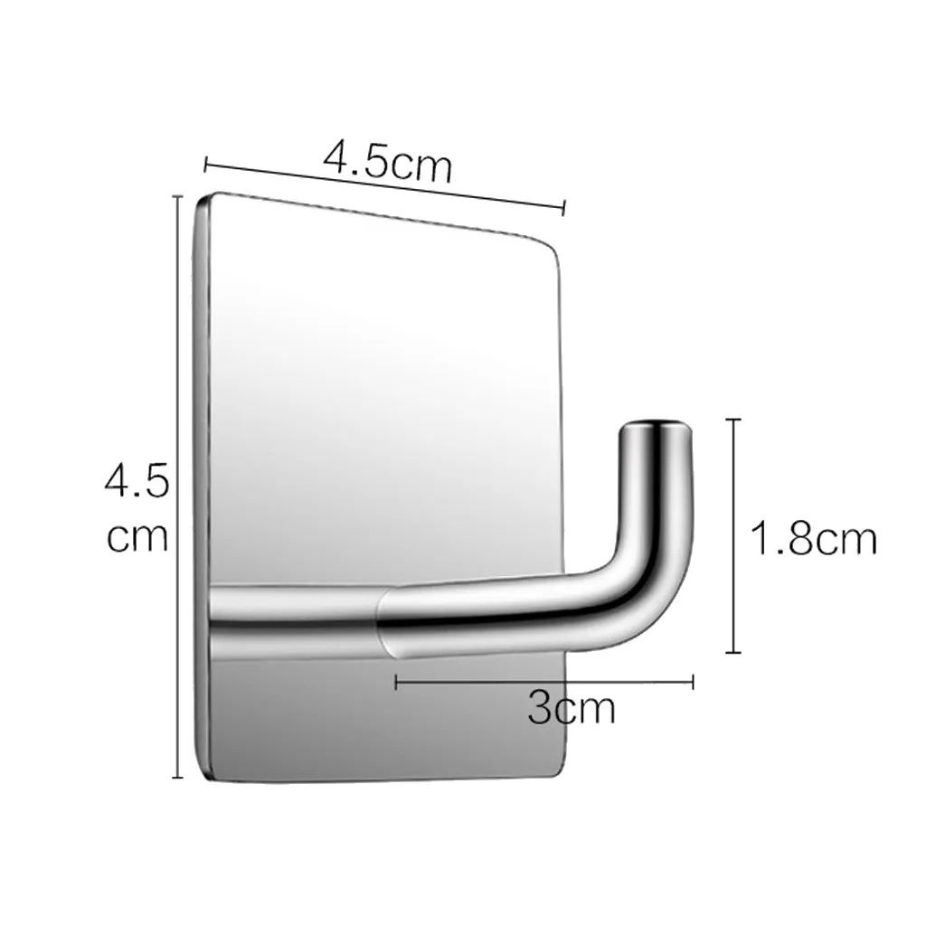 

4Pcs/Set Brushed Stainless Steel Square Base L-Shapes Hooks Home Bathroom Kitchen Self-Adhesive Wall Hanging Sundries Hooks