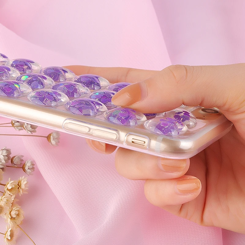Блестящий 3D чехол для телефона с сердечком для iPhone X, 8, 7, 6, 6s Plus, чехол, блестящий прозрачный мягкий ТПУ чехол s для Galaxy S8, S9 Plus