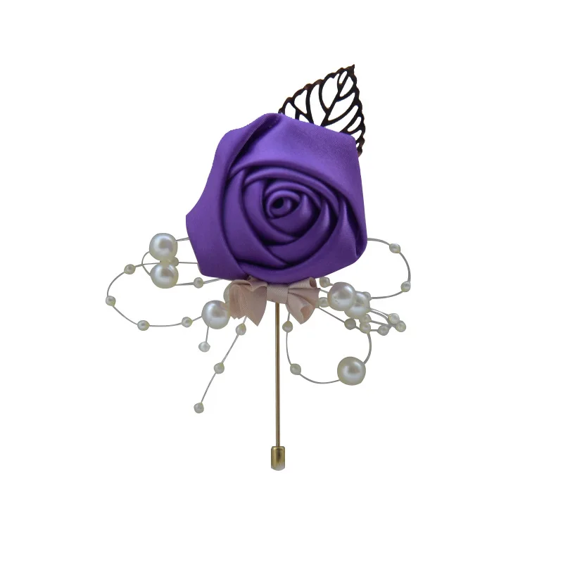 Wedding Brooch Prom Corsage Ceremony Flower Brooch Wedding Groom Groomsmen Buttonhole Flowers Boutonniere Pearl Brooch Pins Gift