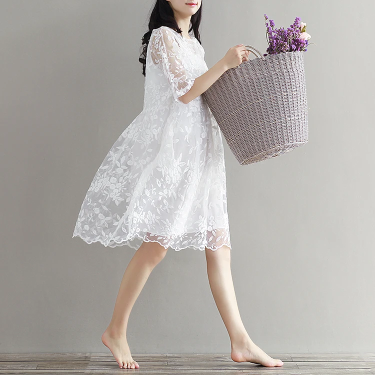 Женское кружевное вязаное платье элегантное вечернее в стиле хиппи бохо для