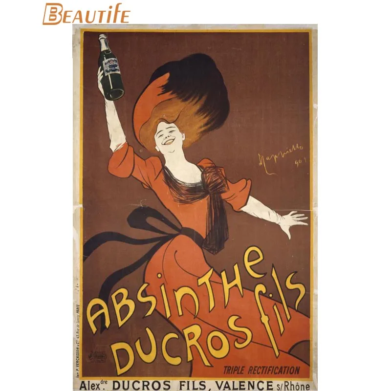 Горячая на заказ absinthe плакат в стиле АР-нуво Плакат Украшение дома Модная шелковая ткань настенный плакат на заказ плакат - Цвет: poster