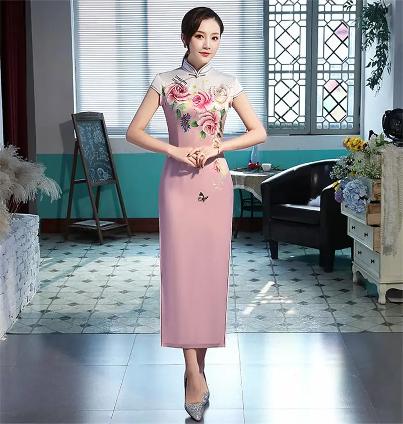 Для мам и дочек платье Qipao для Чонсам с цветами 2019 мама девочкам матч двусторонних