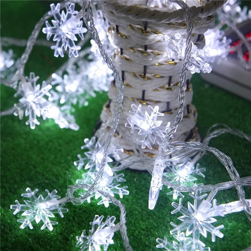 Luminaria 50 Led Battery Operated Chandelier Navidad Lamp 5m Snowflake Pendant String Lights Garland | Лампы и освещение