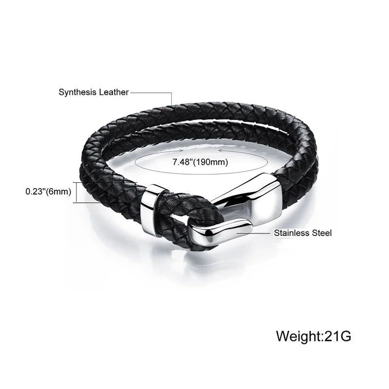 MOZO Модные Мужские Винтажные Ювелирные изделия двухслойный Плетеный кожаный шнур