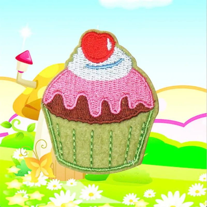 Мультфильм Мороженое торт Центр сделал ткань 100% (10 шт.) гладить на патчи для