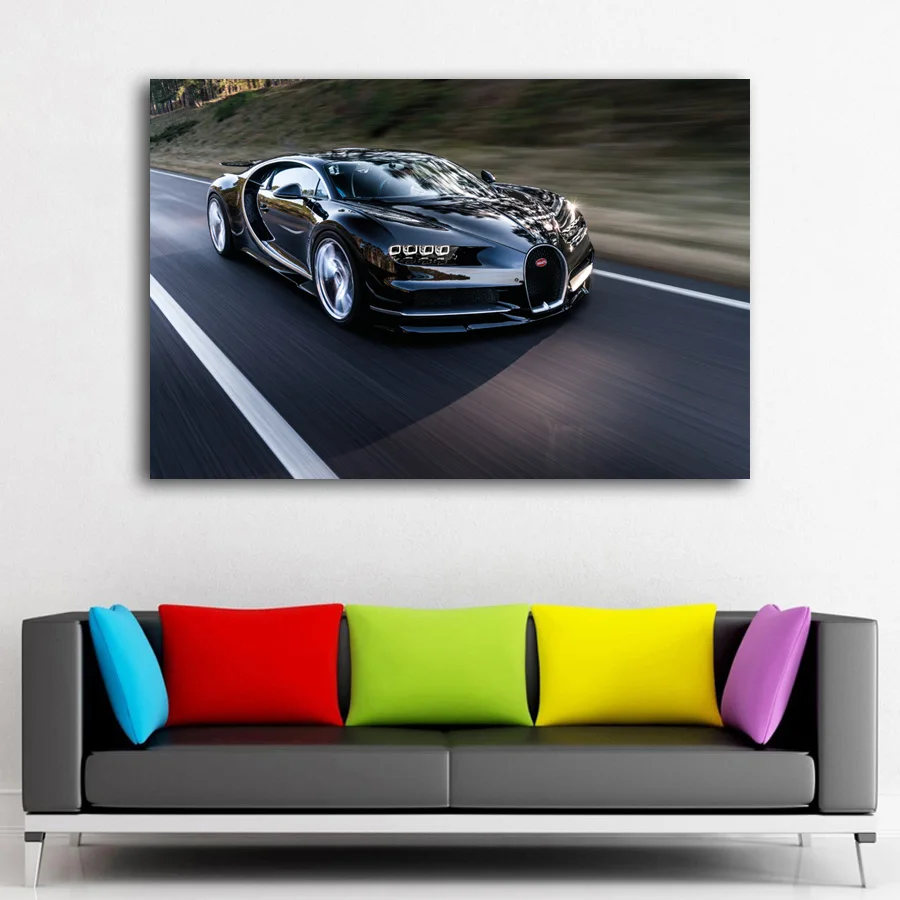 Супер автомобиль постер Bugatti Chiron Спорт Авто настенное искусство холст печать для