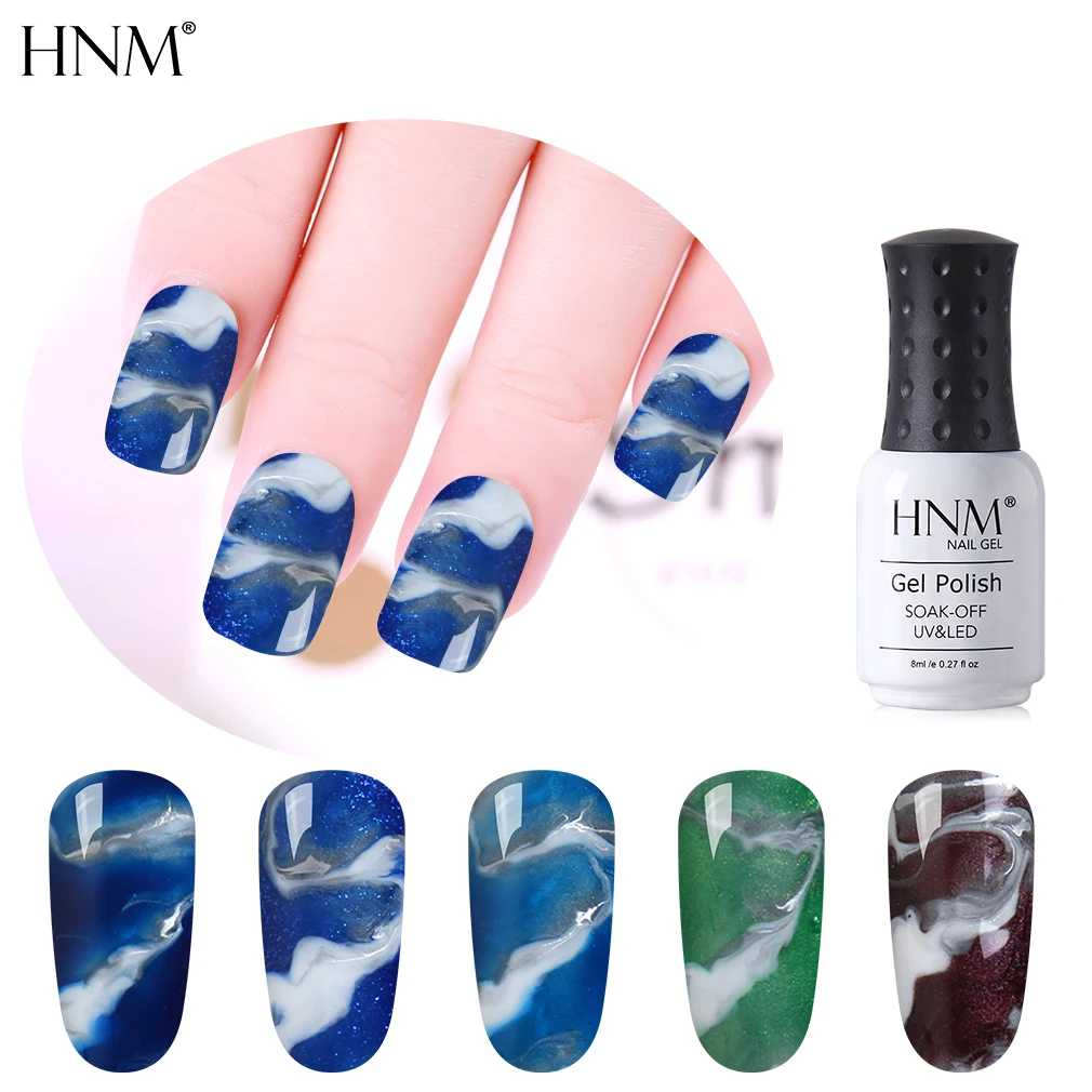 HNM 8 мл светодиодный Гель-лак 20 чистых цветов замочить Супер Bling DIY Гибридный лак