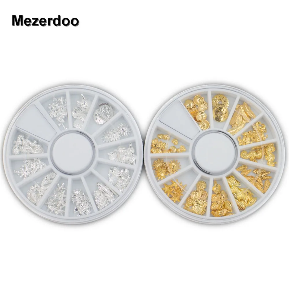 Золотые и серебряные заклепки гвоздики 3D украшение для ногтей морская звезда