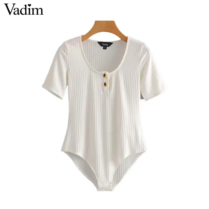 Vadim милый Женский вязаный цельные боди пляжный костюм с короткими рукавами
