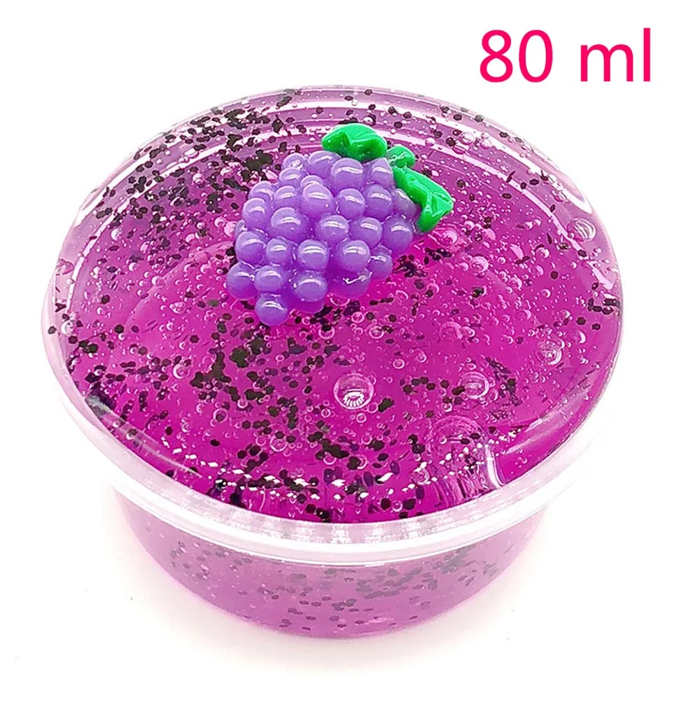80ml purple 60 мл 80 мл DIY прозрачный слизи игрушки цвета фрукты сквиши грязи слизи шпатлевка Ароматические стресс антистресс шпатлевка глиняная шламовая игрушка - Цвет: 80ml purple