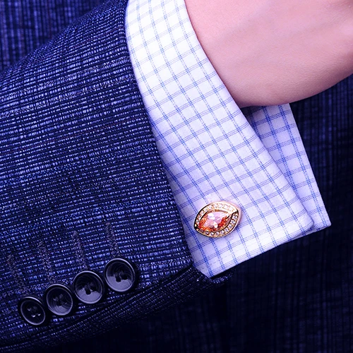 Мужские запонки на пуговицах KFLK роскошные золотого цвета с кристаллами