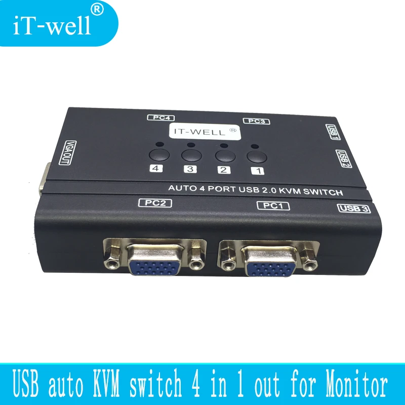 Квм-Консоль iT-well 4 порта автоматический выключатель VGA с USB-консолью 1 комплект