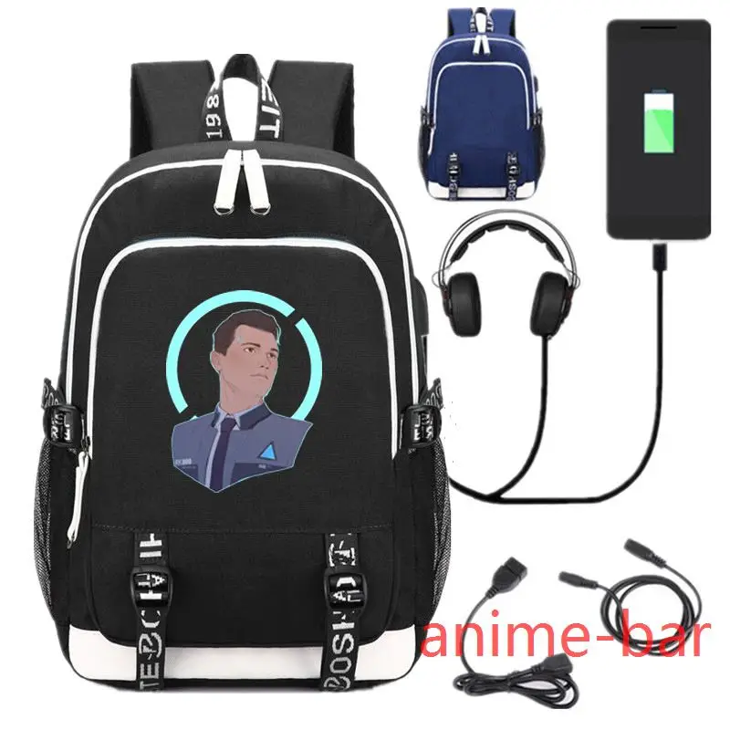

New Game Detroit Become Human laptop Backpack School Bags Bookbag USB Charge Interface Shoulder Travel Bag Work Leisure Bags