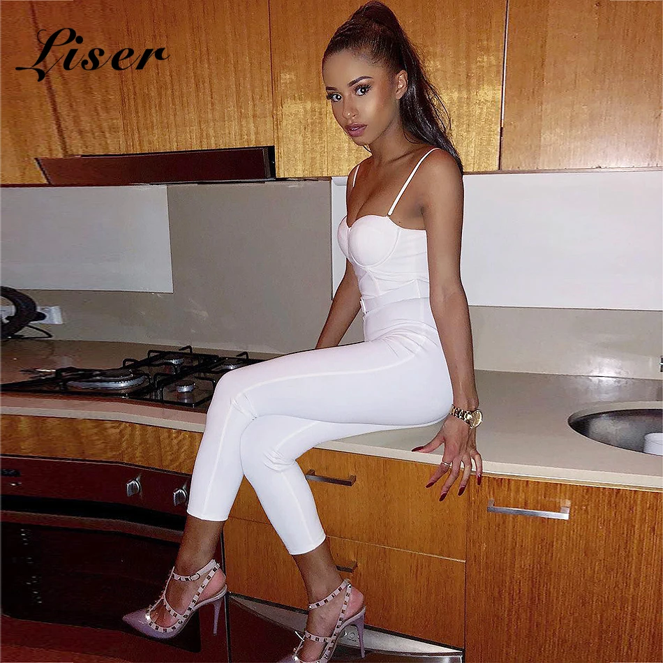 Женский Облегающий комбинезон Liser белый для вечеринки лето 2018 | Женская одежда