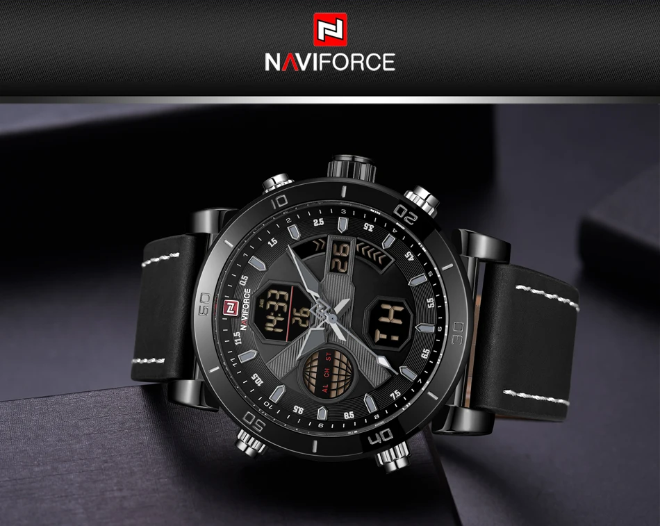 NAVIFORCE Брендовые мужские военные спортивные часы водонепроницаемые цифровые аналоговые кварцевые наручные часы Мужские часы Relogio Masculino 9133