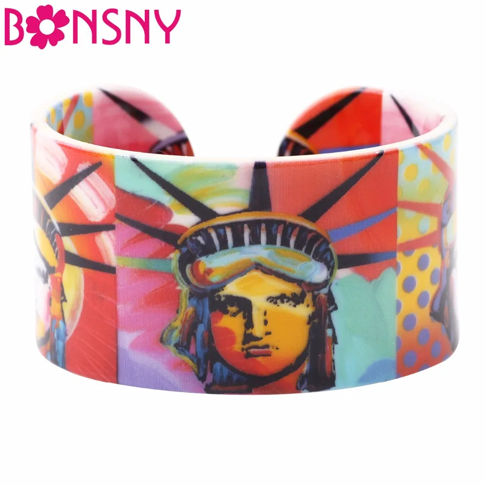 Браслет Bonsny из акрила с широкой статуей свободы ювелирные изделия новинки для