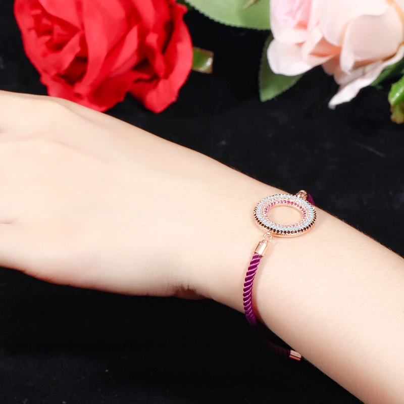 Pera регулируемый браслет ручной работы большой полый круглый с кубическим