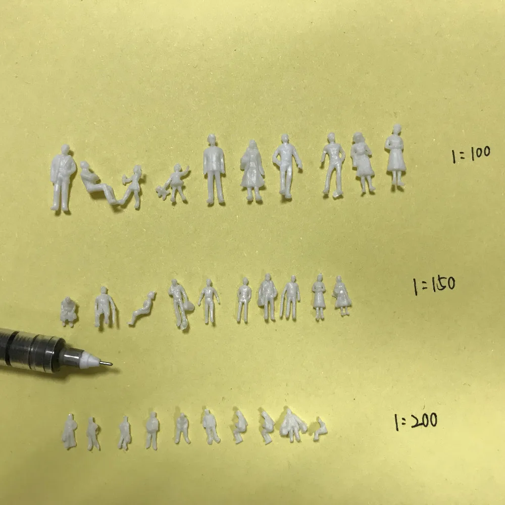 600 шт. модели поездов 1: 100/150/200 смешанные миниатюрные белые Неокрашенные фигуры
