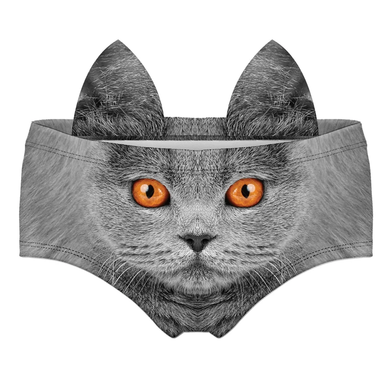 Каваи 3D кошка черные большие уши сексуальное горячее женское нижнее белье трусы с принтом нижнее белье для женщин милые трусики для леди - Цвет: 55445