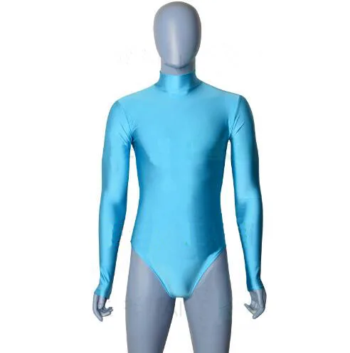 Новый синий сексуальный облегающий боди с длинным рукавом Zentai костюм для