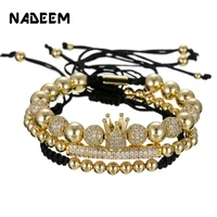 drop shipping hip hop cz polygon ball tube crown mm copper beads macrame bracelets bangles set luxury brand women men jewellry