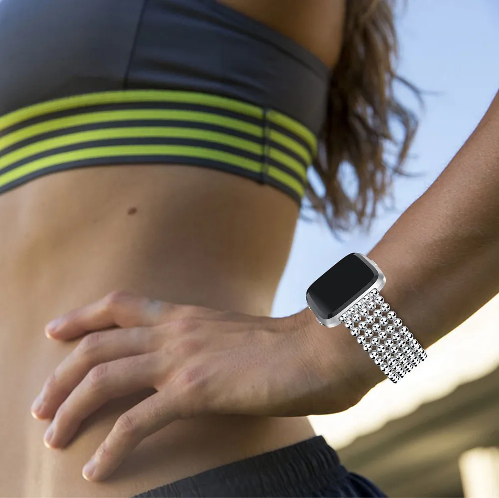 Пять бусин круглые бусины сплав ремешок для часов Ремешок Для Fitbit Versa Замена