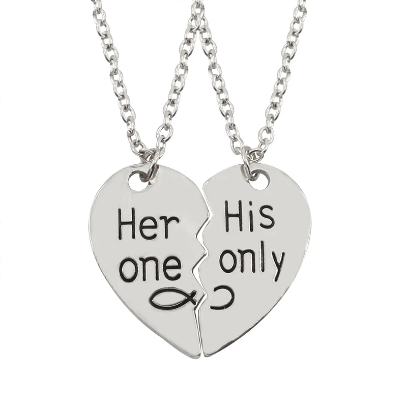 silver her one I Love You, лучшие друзья, пара, ожерелье, ювелирное изделие, головоломка, BFF, замок, Тай Чи, сердце, подвески, ожерелье s для женщин, мужчин, подарок, колье - Окраска металла: silver her one