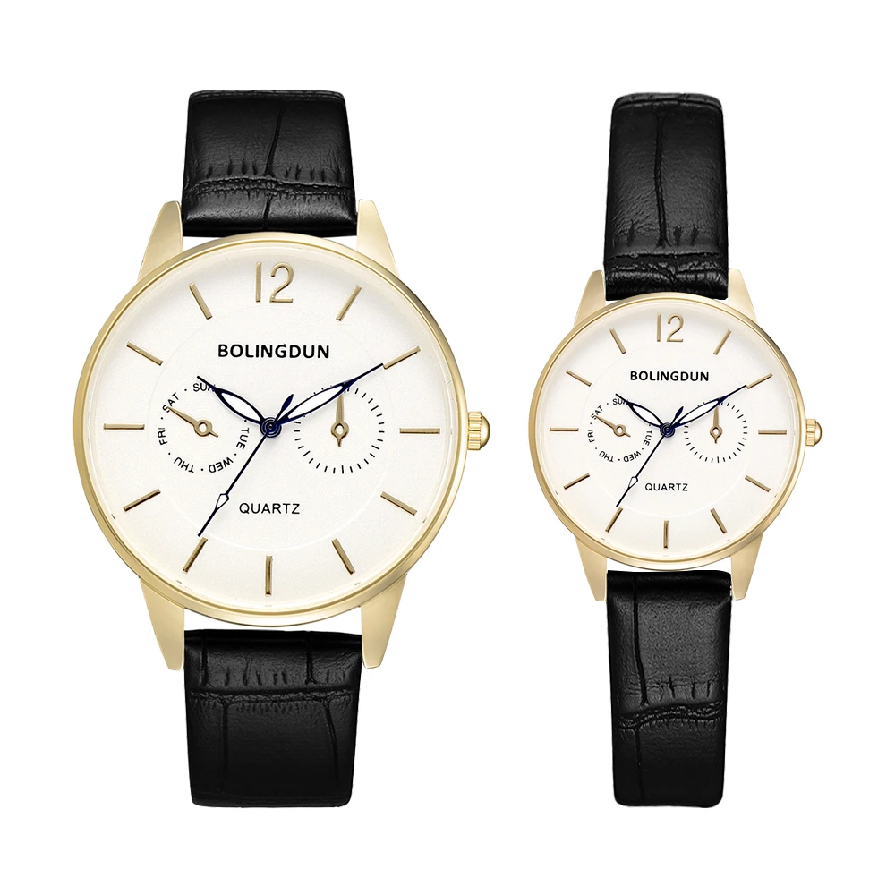 Роскошные черные кожаные часы для женщин и мужчин модные парные спортивные