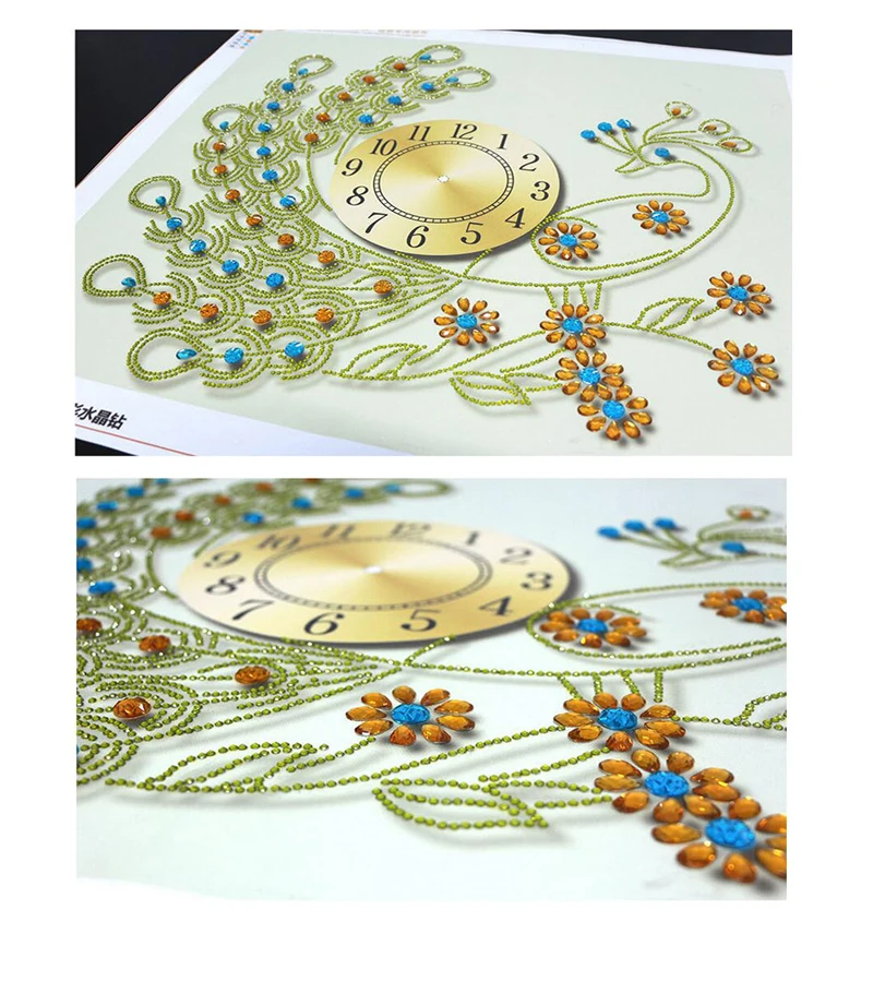 UzeQu специальные формы 3D Алмазная вышивка настенные часы Павлин 5D DIY алмазная