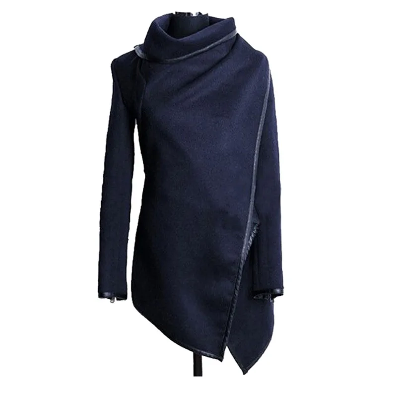 navy blue Laamei осень зима Женская Смешанная куртка Женское пальто теплые куртки с высоким воротом Пальто женские нестандартные пальто ветровка Z30 - Цвет: navy blue