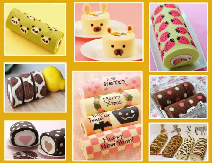 Украшения для торта швейцарские рулоны праздничный узор оранжевый цвет