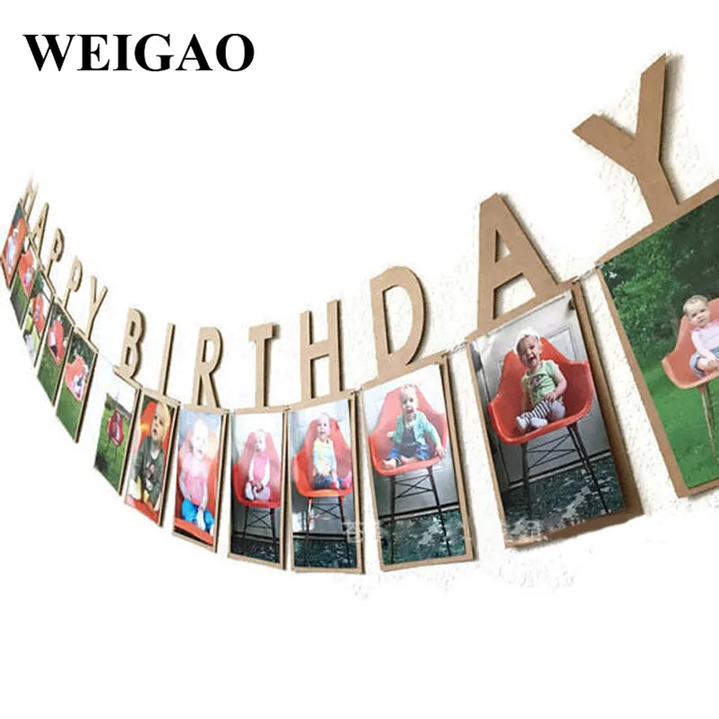 WEIGAO 1 Набор «С Днем Рождения» фото плакат День рождения украшение ребенка душ первый 1 флажки «С Днем Рождения» один год овсянки гирлянды