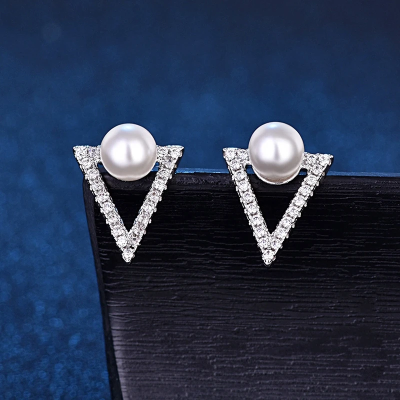 Серебряные серьги гвоздики модные ювелирные изделия для женщин жемчужные бусины