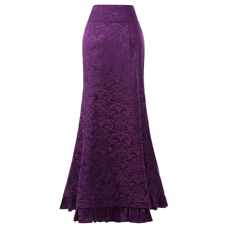 

New Slim Printed Ruffled Bandage Mermaid Skirt High Waist Strap Retro Long Skirt Female Retro Fishtail
