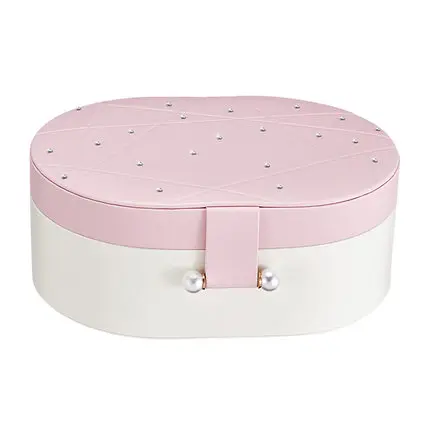 PINK Oval Чехол grace, новинка, Кожаная Шкатулка принцессы для ювелирных изделий, ожерелье, розовая косметичка, чехол для ювелирных украшений, органайзер, подарки на свадьбу, день рождения - Цвет: PINK Oval